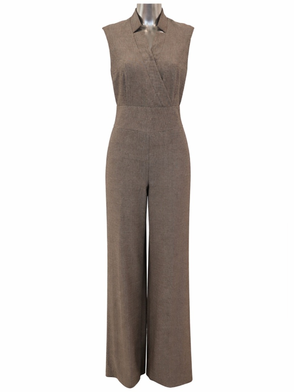 Le Chateau Sleeveless Jumpsuit Wide Leg Taupe Brown Small